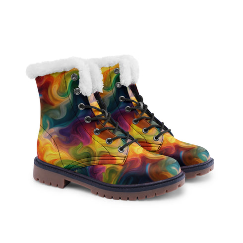 Rainbow Clouds Lace Up Winter Boots
